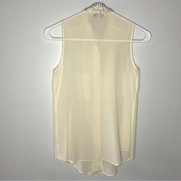 Madewell Light Buttercream Silk Studded Collar Sleeveless Top Size XS - Picture 5 of 5